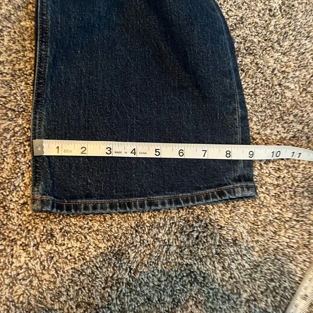 J Crew Women’s Dark Wash Mid Rise Flare Crop Denim Button Fly Petite - Picture 4 of 9